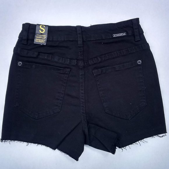Watch L.A. LS8487 Black Denim Shorts Size S NWT - Picture 14 of 14